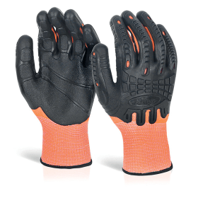 Beeswift Cut Resistant Fully Coated Impact Gloves Orange Large 783035 F
