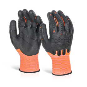 Beeswift Cut Resistant Fully Coated Impact Gloves Orange XXL GZ61ORXXL 783039 F
