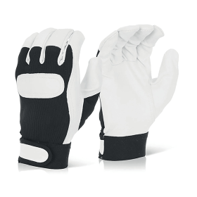 Beeswift Drivers Gloves with Knitted Back Black White Small 509517 F