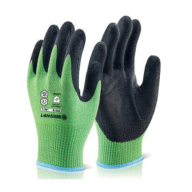 Beeswift Kutstop Microfoam Nitrile Gloves Cut Level 5 Green Large 512183 F