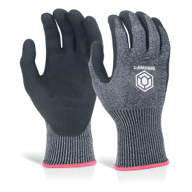 Beeswift Micro Foam Nitrile Cut Resistant Gloves Cut D Black Size Large KS5HCL 856491 F