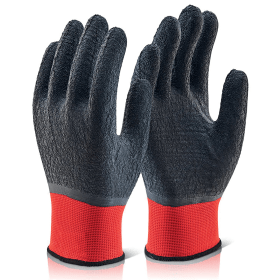 Beeswift Multipurpose Fully Coated Latex Polyester Knitted Gloves Black Large 512589 F