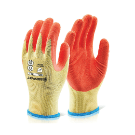 Beeswift Multipurpose Gloves Latex Coated Palm Large Orange Yellow Large 512023 F