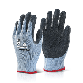 Beeswift Multipurpose Gloves Latex Rubber Coated Palm Black Medium 510198 F