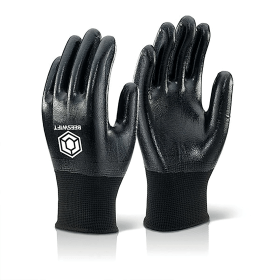 Beeswift Nitrile Fully Coated Polyester Gloves Black Large 508161 F