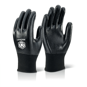 Beeswift Nitrile Fully Coated Polyester Gloves Black Size XL 508838 F