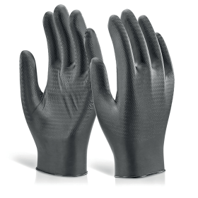 Beeswift Nitrile Powder Free Disposable Gripper Glove XL Black 1000 Pack 507024 F