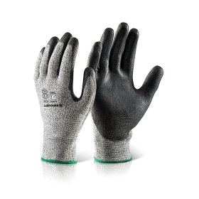 Beeswift PU Coated Cut 5 Gloves Black Medium 509905 F