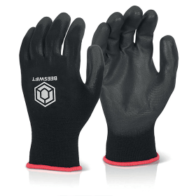 Beeswift PU Coated Gloves Black Small 10 Pack 782882 F