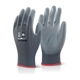 Beeswift PU Coated Gloves Grey Medium 507715 F