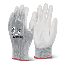 Beeswift PU Coated Gloves White Medium 508622 F