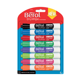 Berol Drywipe Markers Bullet Tip 2mm Line Assorted 8 Pack 451473 F