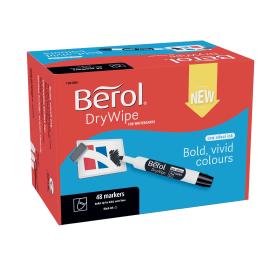 Berol Drywipe Markers Bullet Tip 2mm Line Black 48 Pack 391615 F
