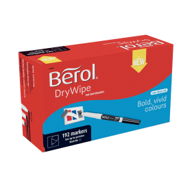 Berol Drywipe Markers Bullet Tip Fine 1mm Line Black 192 Pack 391617 F