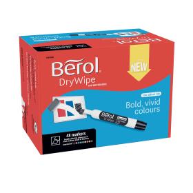 Berol Drywipe Markers Chisel Tip 2 5mm Line Assorted 48 Pack 391619 F