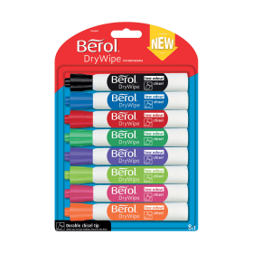 Berol Drywipe Markers Chisel Tip 2 5mm Line Assorted 8 Pack 451472 F