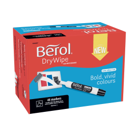 Berol Drywipe Markers Chisel Tip 2 5mm Line Black 48 Pack 1984887 391618 F