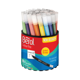 Berol Water Based Colourfine Pen Tub 0.6mm Assorted 42 Pack 141695 F