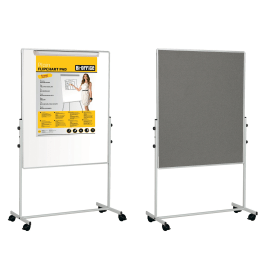 Bi Office A1 Mobile Duo Magnetic Easel and Grey Felt Board 70x120cm EA4726075 470074 F