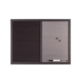 Bi Office Black Shadow Fabric Silver Finish Board Black Frame 600mm x 450mm 753153 F