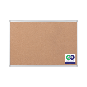 Bi Office Earth Maya Cork Noticeboard 1800mm x 900mm Cork Surface Aluminium Frame 492844 F