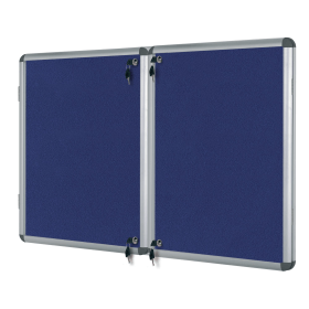 Bi Office Enclore Display Case Blue Felt Acrylic Aluminium Frame 12 x A4 753155 F