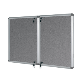Bi Office Enclore Display Case Grey Felt Acrylic Aluminium Frame 12 x A4 610834 F