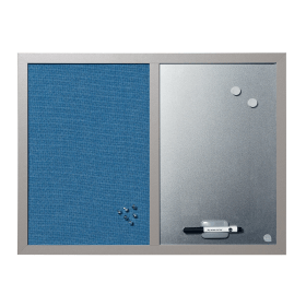 Bi Office Essentials Fabric Silver Finish Board Pearl Frame 600mm x 450mm 364820 F
