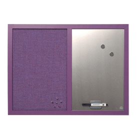 Bi Office Essentials Fabric Silver Finish Board Purple Frame 600mm x 450mm 364819 F