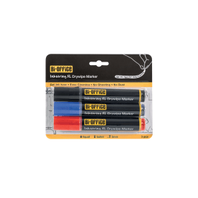 Bi Office Inkstring XL Drywipe Markers Bullet Tip 3mm Line Assorted Colours 3 Pack PE4004 753173 F