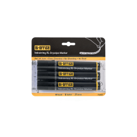 Bi Office Inkstring XL Drywipe Markers Bullet Tip 3mm Line Black 3 Pack PE4001 753172 F