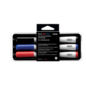 Bi Office Magnetic Pen Holder with Eraser and 3 Drywipe Markers Bullet Tip 1 2mm Line AA0106 492832 F