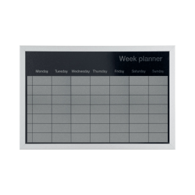 Bi Office Magnetic Weekly Silver Finish Planner Grey Frame 600mm x 400mm 543921 F