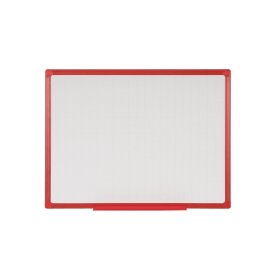 Bi Office Maya Drywipe Whiteboard Gridded Red Frame 2400mm x 1200mm 492904 F