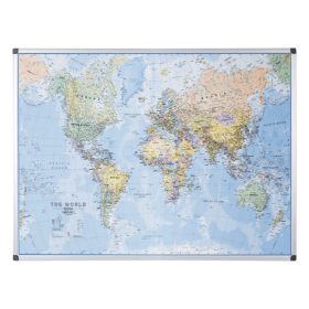 Bi Office Maya World Map Magnetic Steel Board 1200mm x 900mm BQ81080 F