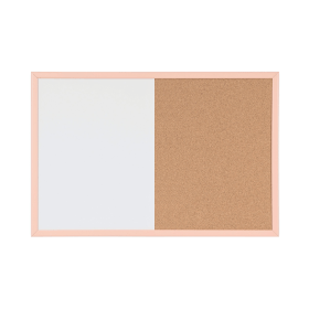 Bi Office Pastel Magnetic Cork Combination Board Salmon Frame 600mm x 400mm 753191 F