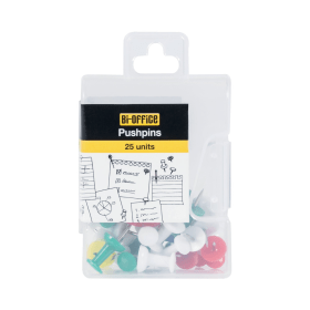Bi Office Push Pins Assorted 25 Pack PI0523 492909 F