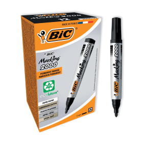 Bic 2000 Permanent Marker Bullet Tip Black 12 Pack 127933 F