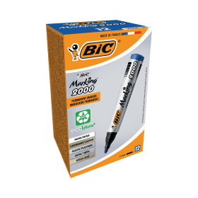 Bic 2000 Permanent Marker Bullet Tip Blue 12 Pack 109805 F