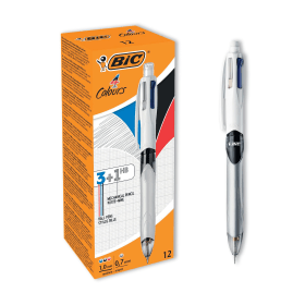 Bic 4 Colours Ballpoint Pen and Mechanical Pencil 0.4mm Line Multicoloured 12 Pack 476823 F