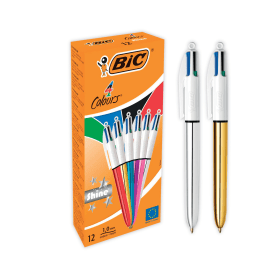 Bic 4 Colours Ballpoint Pens 0.4mm Line Multicoloured 12 Pack 566107 F