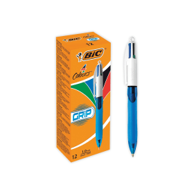 Bic 4 Colours Comfort Grip Retractable Ballpoint Pen 0.4mm Line Multicoloured 12 Pack 449244 F