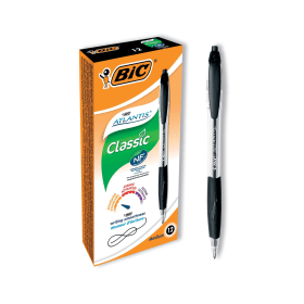 Bic Atlantis Ballpoint Pen 0.4mm Line Black 12 Pack 129166 F