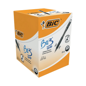 Bic BU3 Grip Retractable Ballpoint Pen 0.4mm Line Black 60 Pack 830439 F