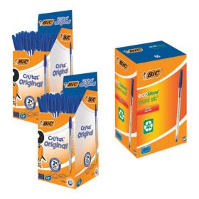 Bic Cristal Ballpoint Blue 2 Pack FREE Bic ECOlutions Blue BC810780 F