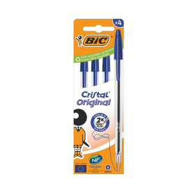 Bic Cristal Ballpoint Pen 0.32mm Line Blue 4 Pack 883160 F
