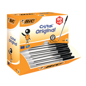Bic Cristal Ballpoint Pen 0.4mm Line Black 100 Pack 364829 F