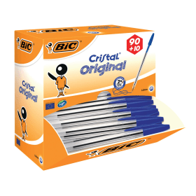 Bic Cristal Ballpoint Pen 0.4mm Line Blue 100 Pack 364828 F