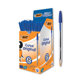 Bic Cristal Ballpoint Pen 0.4mm Line Blue 50 Pack 124625 F