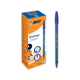 Bic Cristal Ballpoint Pens Ultra Fine 0.4mm Line Blue 20 Pack 566108 F